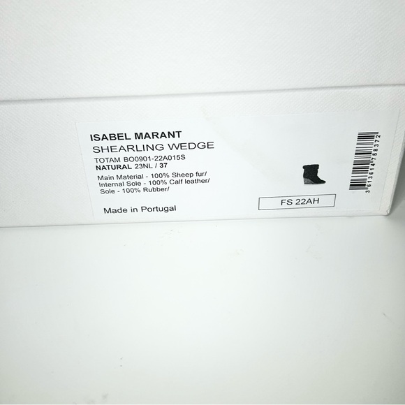New Isabel Marant Tan Totam Shearling Wedge Boots Size 37EU/7US - Picture 7 of 8
